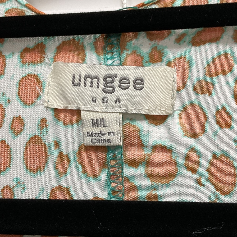 Umgee Mint and Peach Spot Print Kimono; Size M/L - Picture 2 of 3